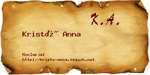 Kristó Anna névjegykártya